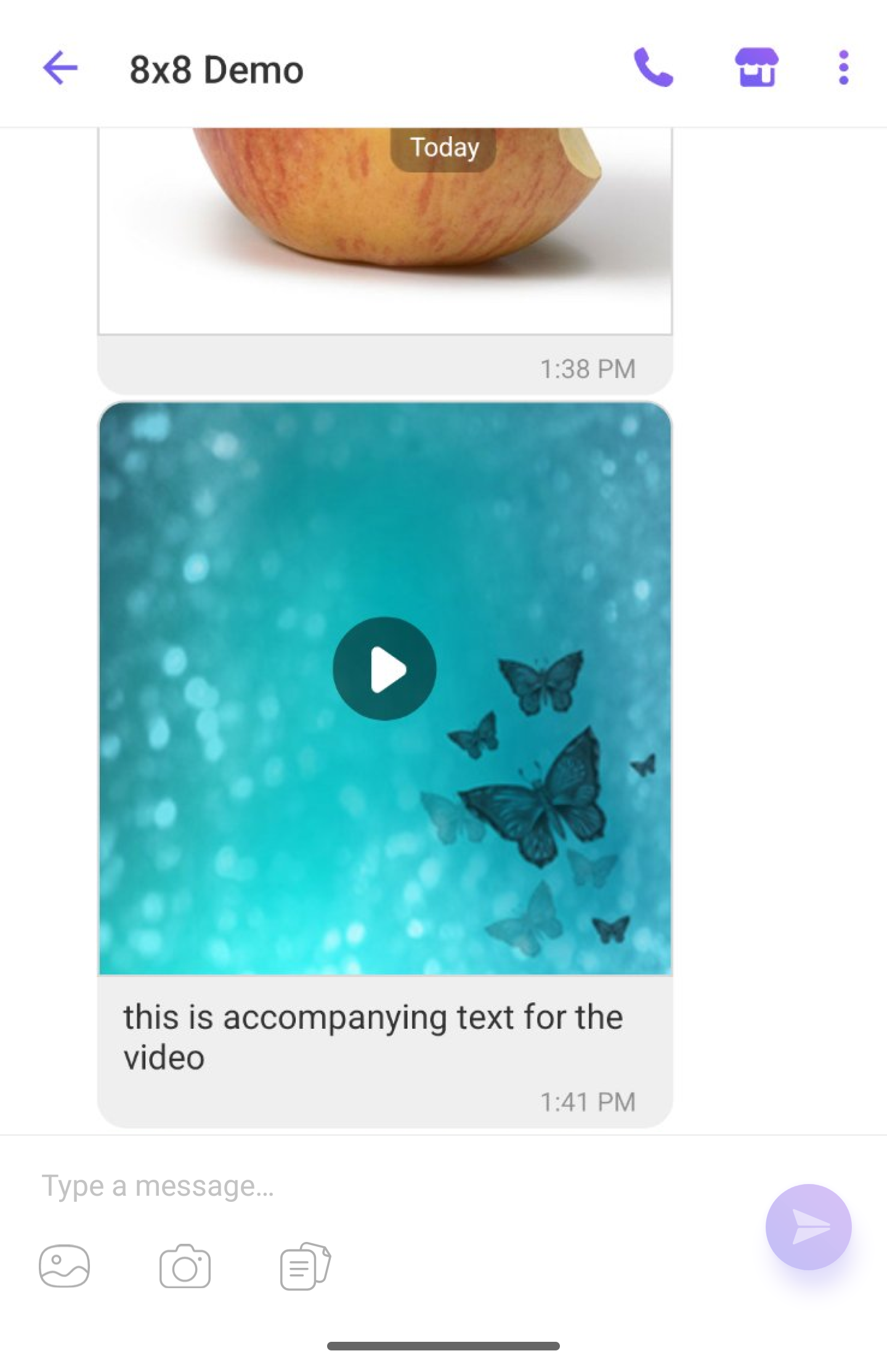 Viber Text and Video Message Example